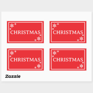 Sticker Rectangulaire Red Snowflakes Simple Christmas Word