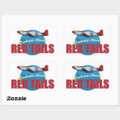Sticker Rectangulaire Red Tails Tuskegee Airmen avec P-51 (Feuille)