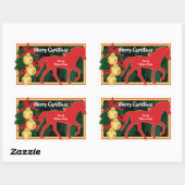 Sticker Rectangulaire Red Tennessee Walker Horse Noël Jingle Bells (Feuille)