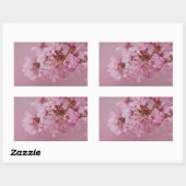 Sticker Rectangulaire Reflets Rose Pâle des Fleurs de Cerisier Sakura (Feuille)