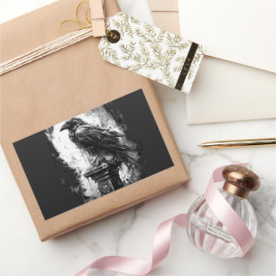 Sticker Rectangulaire Regard des Abysses Crâne de Corbeau Métal Lourd