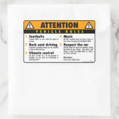Sticker Rectangulaire Règles du véhicule - Original (Sac)
