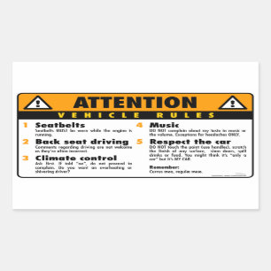 Sticker Rectangulaire Règles du véhicule - Original
