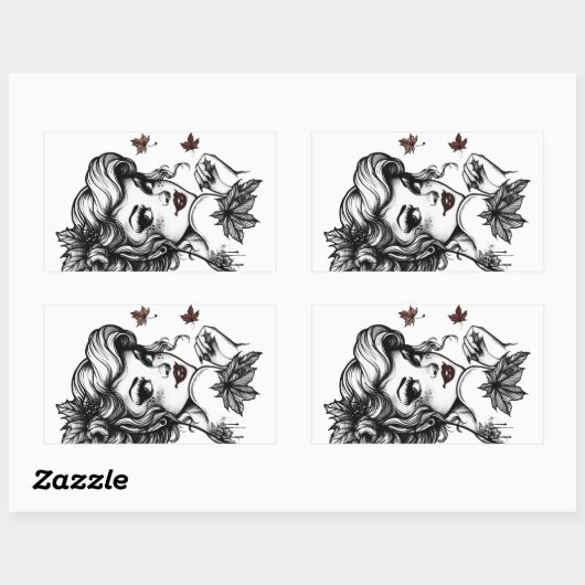 Sticker Rectangulaire Reine d'Automne (Feuille)