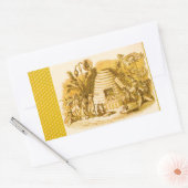 STICKER RECTANGULAIRE REINE DES HONEY BEES EN SKEP / BEEKEEPER (Enveloppe)