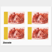 STICKER RECTANGULAIRE REINE DES HONEY BEES EN SKEP / BEEKEEPER (Feuille)
