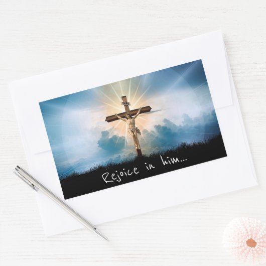 Sticker Rectangulaire Réjouissez-vous en lui (Enveloppe)