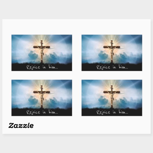 Sticker Rectangulaire Réjouissez-vous en lui (Feuille)