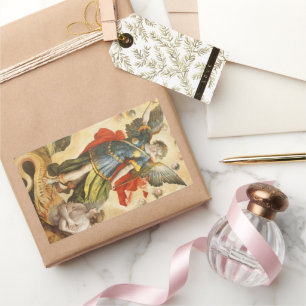 Sticker Rectangulaire Religieux Vintage, Saint Michel vainc Lucifer