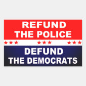 Sticker Rectangulaire Rembourser la police pour renflouer les démocrates (Devant)
