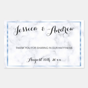 Sticker Rectangulaire Remerciement de mariage romantique Blue Marble