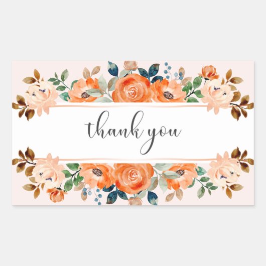 Sticker Rectangulaire Remerciement Floral (Devant)