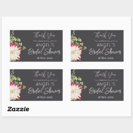 Sticker Rectangulaire Remerciement pour Baby Shower Floral de Jardin d'É