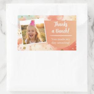 Sticker Rectangulaire Remerciements pour photo d'anniversaire d'enfants
