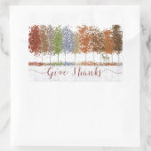 Sticker Rectangulaire Remerciez Thanksgiving Trees et Lone Deer (Sac)