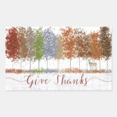 Sticker Rectangulaire Remerciez Thanksgiving Trees et Lone Deer (Devant)