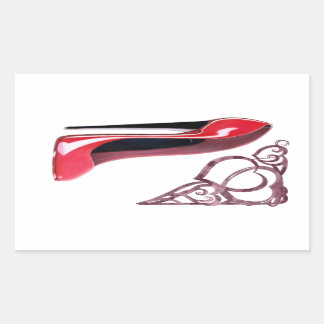 Sticker Rectangulaire Remous stylets rouges d'art et de coeur de