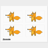 Sticker Rectangulaire Renard caricature orange (Feuille)