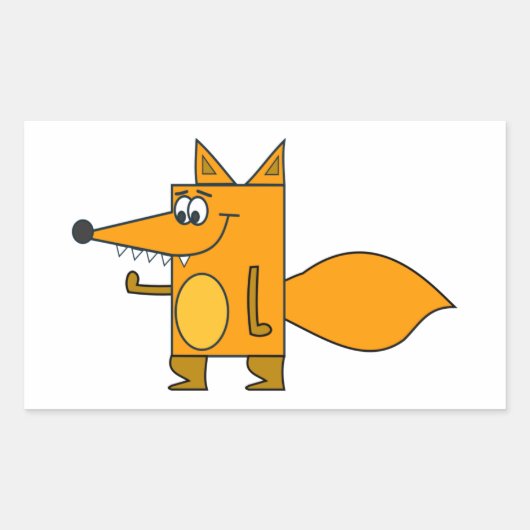 Sticker Rectangulaire Renard caricature orange (Devant)
