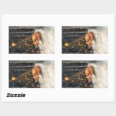 Sticker Rectangulaire Renard couché Whimsical Noël rustique (Feuille)