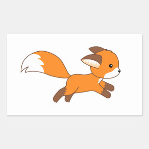 Sticker Rectangulaire Renard coureur mignon