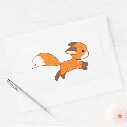 Sticker Rectangulaire Renard coureur mignon (Enveloppe)