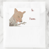 Sticker Rectangulaire Renard forestier d'hiver (Sac)