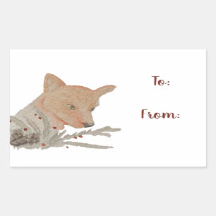 Sticker Rectangulaire Renard forestier d'hiver