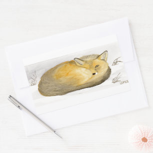 Sticker Rectangulaire Renard rouge