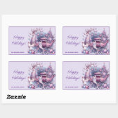 Sticker Rectangulaire Rennes de Noël violet blanc (Feuille)