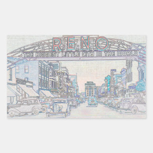 Sticker Rectangulaire RENO NEVADA VINTAGE NON Art COLORÉ
