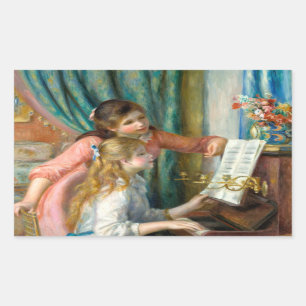 Sticker Rectangulaire Renoir Girls at the Piano Impressionism Painting