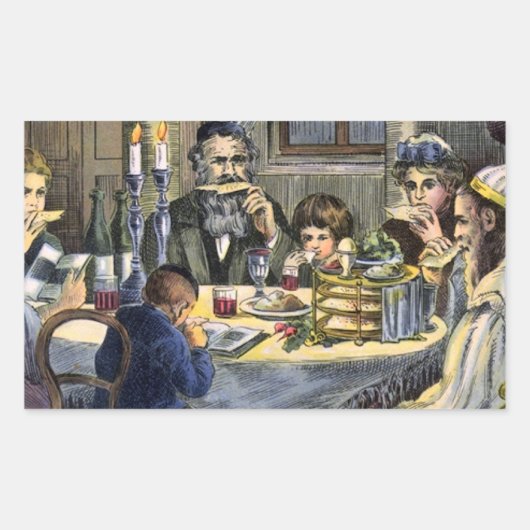 Sticker Rectangulaire repas de pâque (Devant)