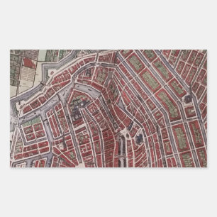 Sticker Rectangulaire Réplique carte de la ville d'Amsterdam 1652