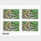 Sticker Rectangulaire Repose bébé Loup Coupe de la faune Photo (Feuille)