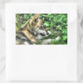 Sticker Rectangulaire Repose bébé Loup Coupe de la faune Photo (Sac)