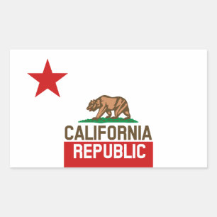 Sticker Rectangulaire RÉPUBLIQUE DE CALIFORNIE Drapeau d'Etat Grand Étoi