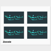Sticker Rectangulaire Requins bleus (Feuille)