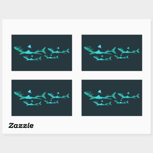 Sticker Rectangulaire Requins bleus (Feuille)