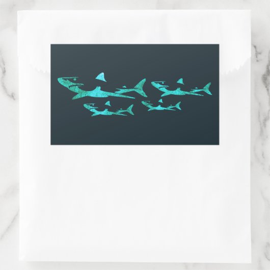 Sticker Rectangulaire Requins bleus (Sac)
