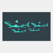 Sticker Rectangulaire Requins bleus (Devant)