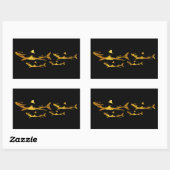 Sticker Rectangulaire Requins d'or (Feuille)