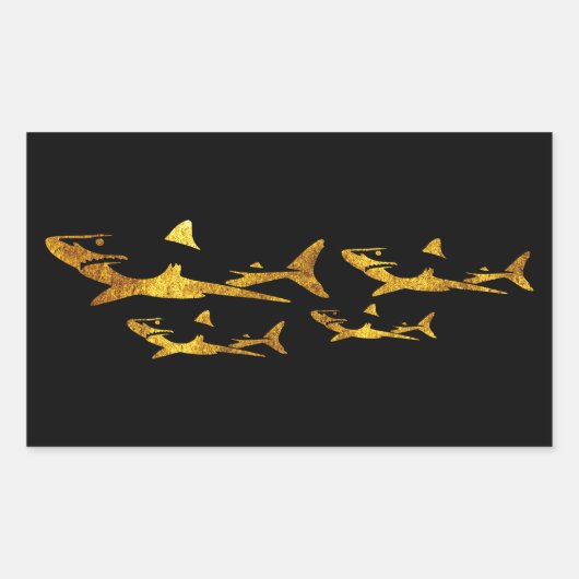Sticker Rectangulaire Requins d'or (Devant)