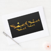 Sticker Rectangulaire Requins d'or (Enveloppe)