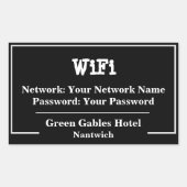Sticker Rectangulaire Réseau d'informations WiFi et mot de passe (Devant)