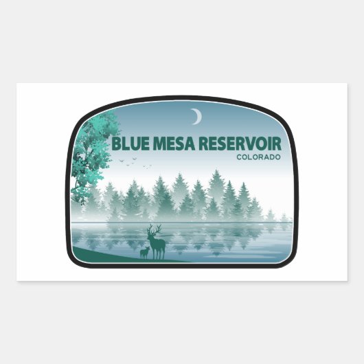 Sticker Rectangulaire Réservoir Blue Mesa Colorado Deer (Devant)