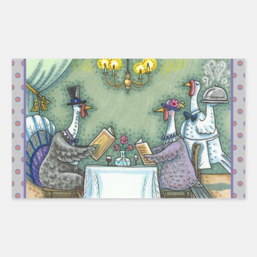 STICKER RECTANGULAIRE RESTAURANT FINE TURQUIE, GRÂCE À L'HUMOUR OISEAU (Devant)