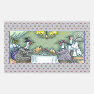 STICKER RECTANGULAIRE RESTAURANT FINE TURQUIE, GRÂCE À L'HUMOUR OISEAU