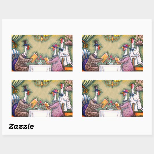 STICKER RECTANGULAIRE RESTAURANT FINE TURQUIE, GRÂCE À L'HUMOUR OISEAU (Feuille)