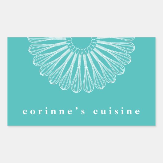 Sticker Rectangulaire Restauration Pâtisserie Chef Whisk Logo Boulangeri (Devant)